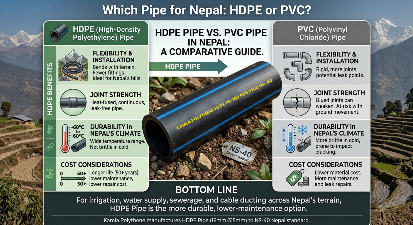 HDPE Pipe vs PVC Pipe — Which Is Better for Nepal?
